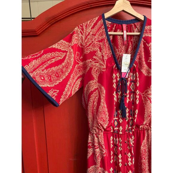NWT Plenty by Tracy Reese Small 100% Silk Ruby Red Boho Cottage Core 258 Retail - Picture 6 of 7